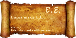 Bacsinszky Edit névjegykártya